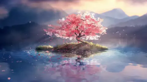 A tree swaying with light moving through its leaves.