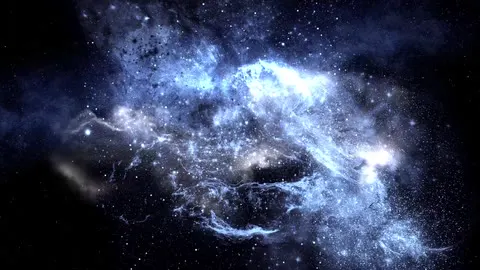 A blue nebula drifting through the dark.