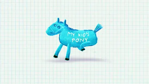 A pony trotting through a bright animated scene.