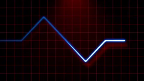 A red heartbeat trace running on a clinical black field.
